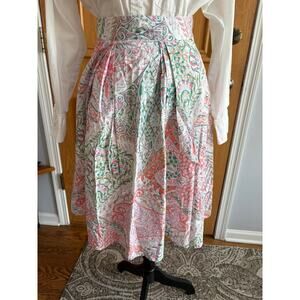 Jeune Otte Women's Cotton Midi Skirt Multicolor Floral Print Small Made in USA